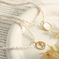 18K Gold-Plated Freshwater Pearl Necklace With Zircon - Southern Shores Clothing