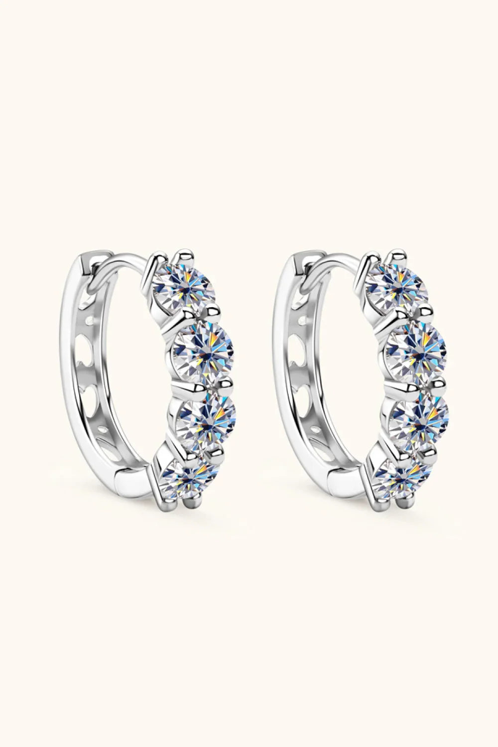 2.4 Carat Moissanite Huggie Earrings Platinum-Plated - Southern Shores Clothing