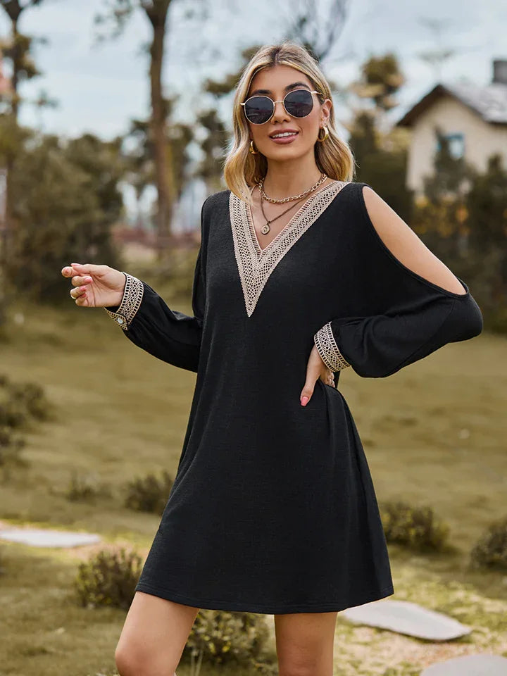 V-Neck Cutout Sleeve Mini Dress - Southern Shores Clothing