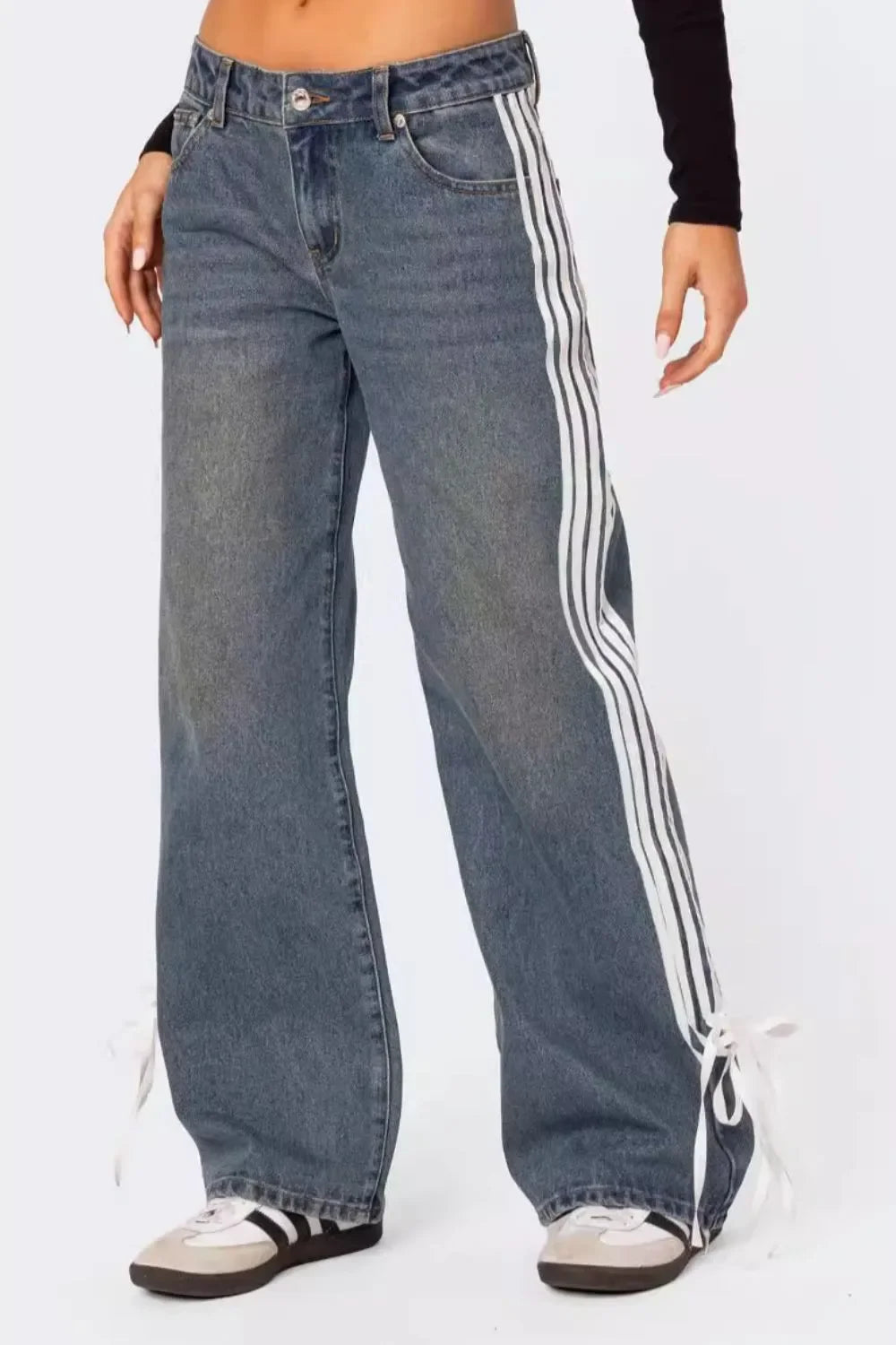 Ocean Breeze Side Striped Loose Fit Denim Jeans - Southern Shores Clothing