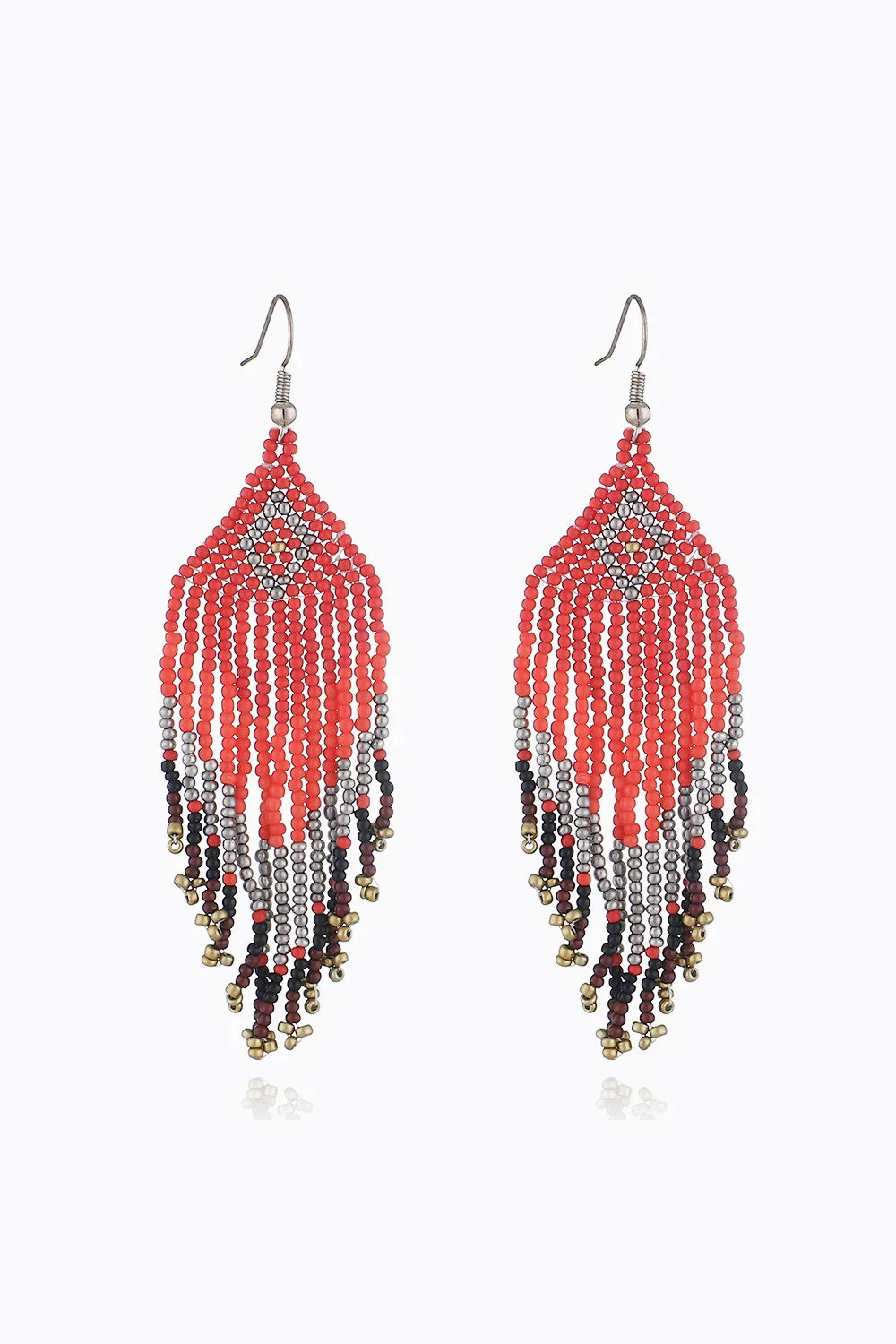 Beaded Dangle Earrings Diamond Fringe Boho Style Jewelry - Southern Shores Clothing