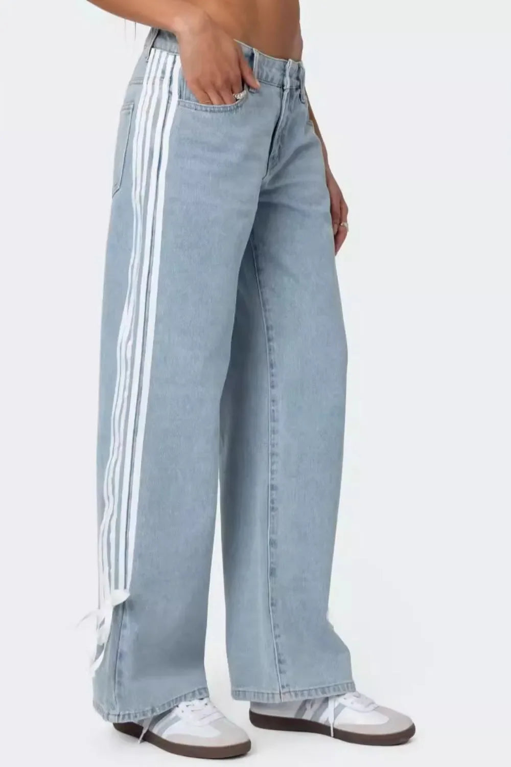 Ocean Breeze Side Striped Loose Fit Denim Jeans - Southern Shores Clothing