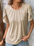 Round Neck Petal Sleeve Blouse Plus Size - Southern Shores Clothing