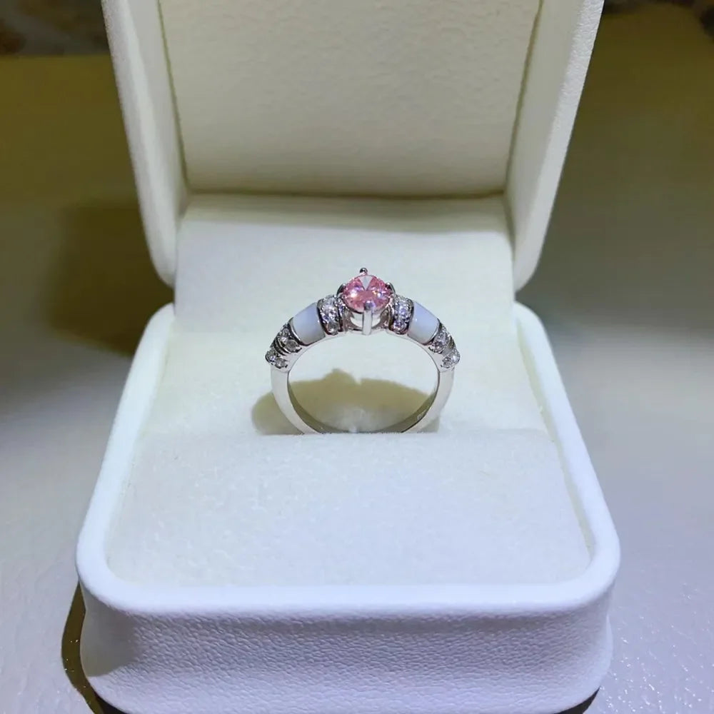 1 Carat Moissanite Sterling Silver Ring With Zircon Accents - Southern Shores Clothing