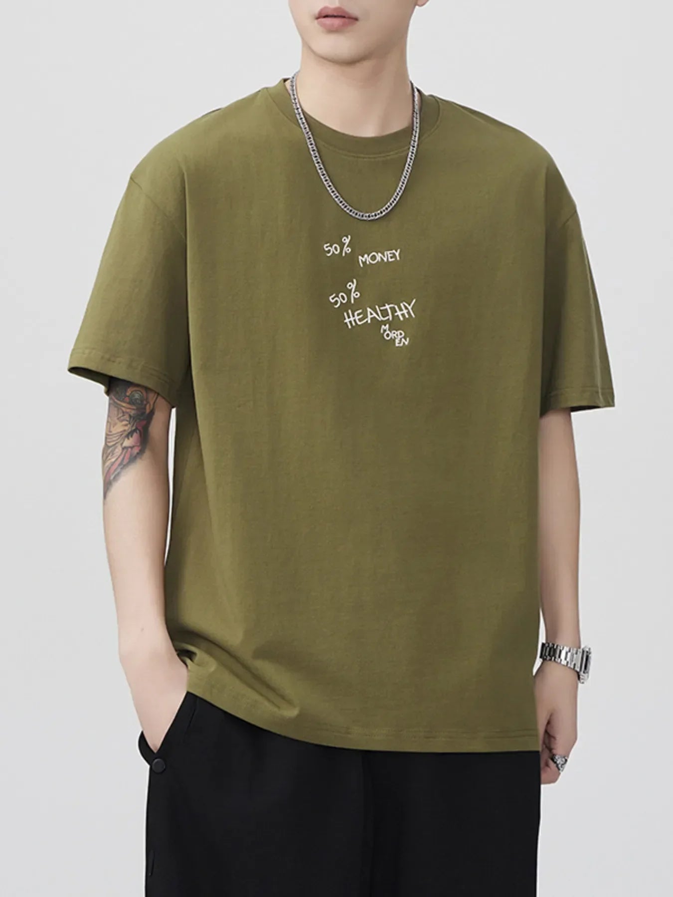 Plus Size Stretch Cotton Round Neck Tee Shirt - Southern Shores Clothing