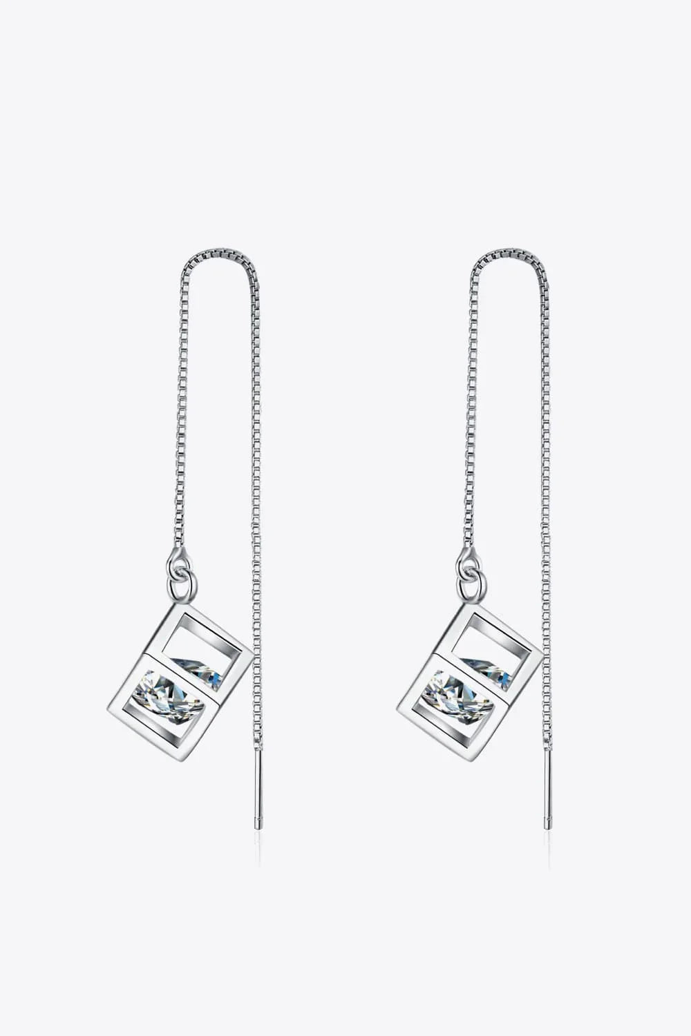 2 Carat Moissanite Sterling Silver Threader Earrings - Southern Shores Clothing