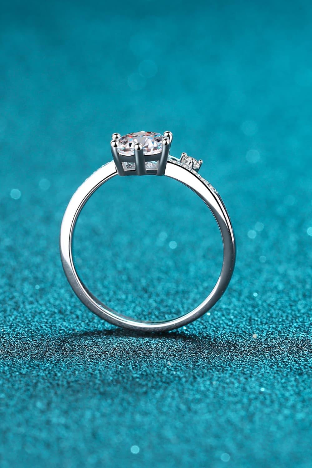1 Ct Moissanite Rhodium-Plated Sterling Silver Bypass Ring - Southern Shores Clothing