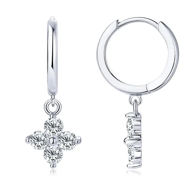 Sterling Silver Moissanite Hoop Earrings 0.8 Carat - Southern Shores Clothing