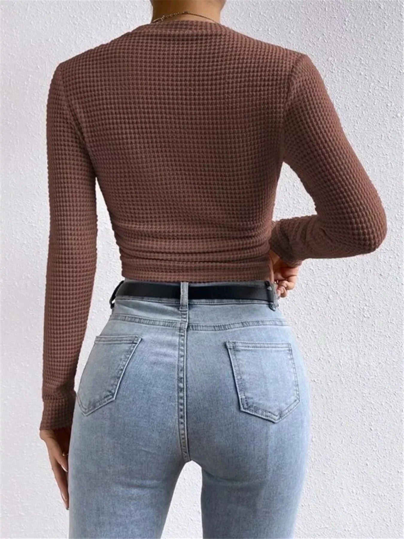 Waffle Knit Long Sleeve T-Shirt - Southern Shores Clothing