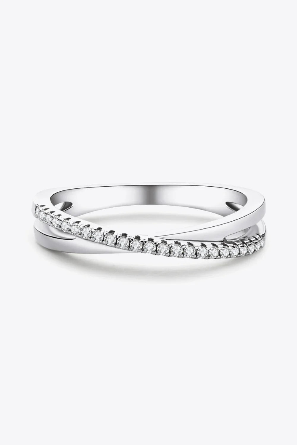 Minimalist Sterling Silver Crisscross Moissanite Ring - Southern Shores Clothing