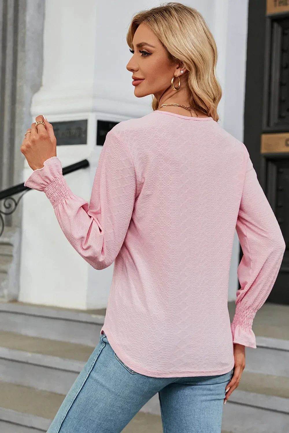 V-Neck Flounce Sleeve T-Shirt - Southern Shores Clothing