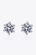 1 Carat Moissanite Rhodium Plated Stud Earrings - Southern Shores Clothing