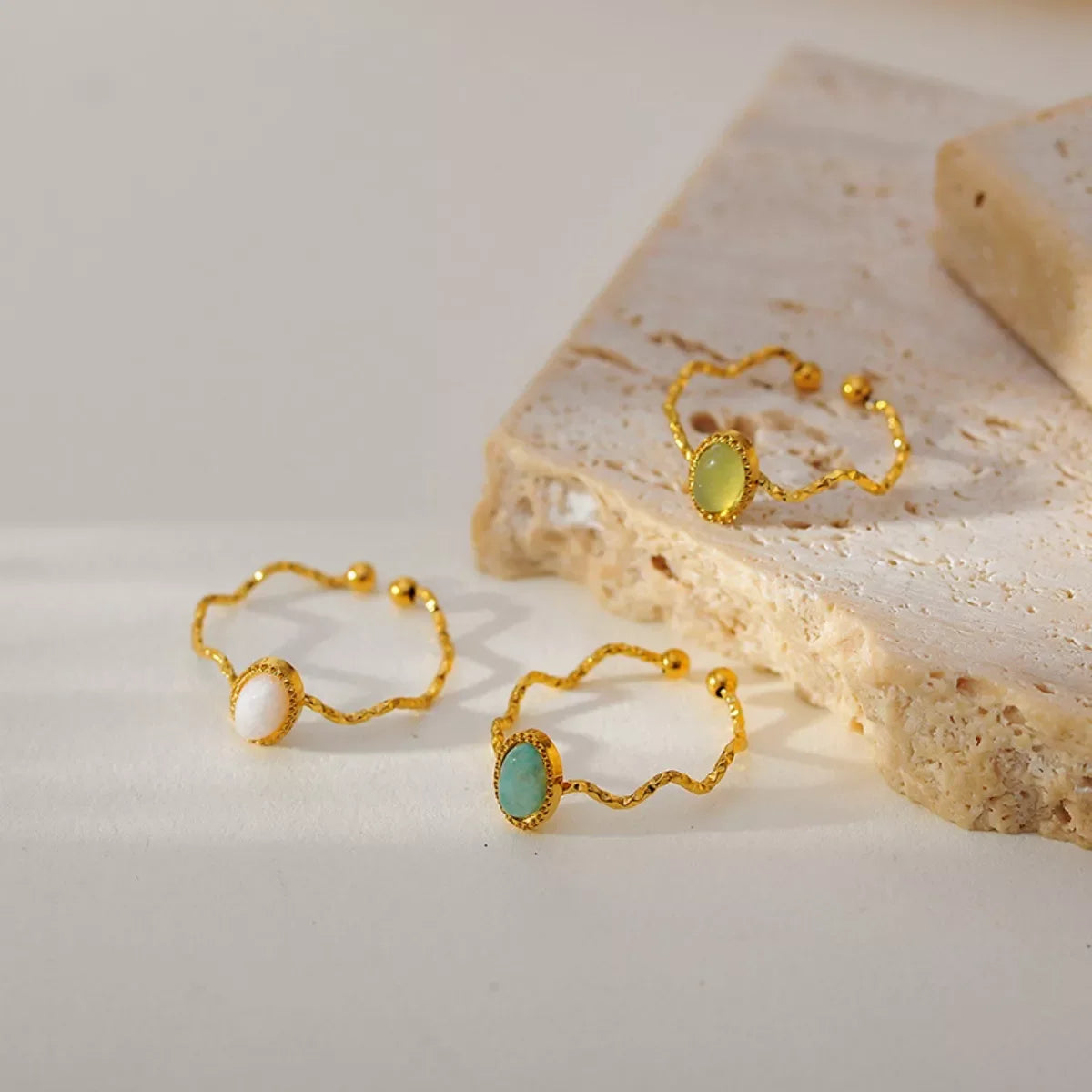 Coastal Wave Open Ring With 18K Gold Plating