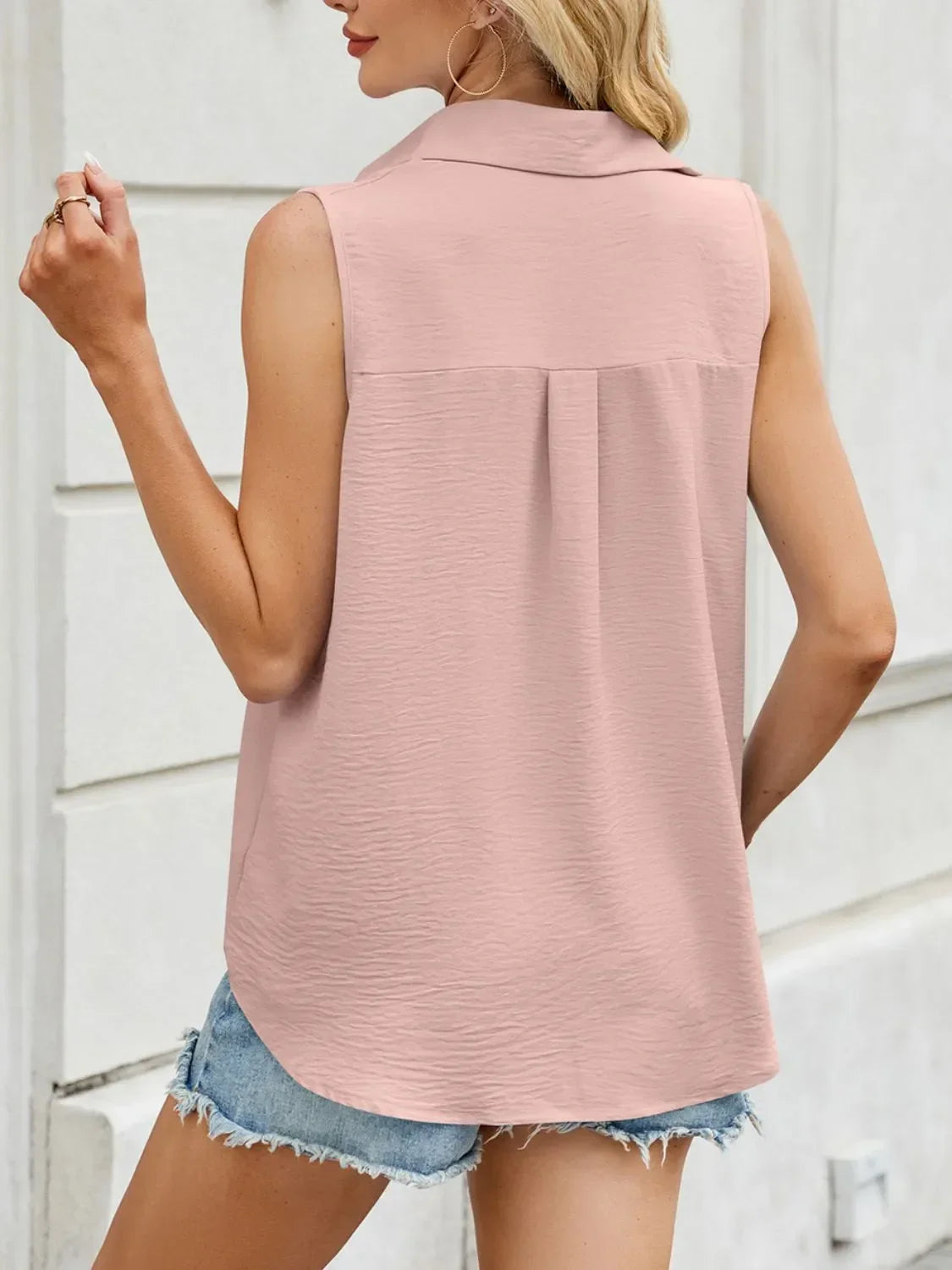 Lightweight Button Down Collared Sleeveless Tank Top Polyester - Southern Shores Clothing
