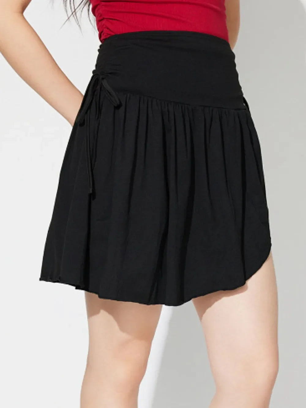 Side Tie Asymmetric Hem Mini Skirt Adjustable Fit Casual - Southern Shores Clothing