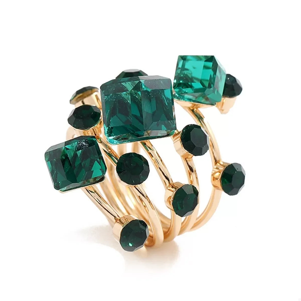 18K Gold-Plated Multi-Layer Crystal Ring - Southern Shores Clothing