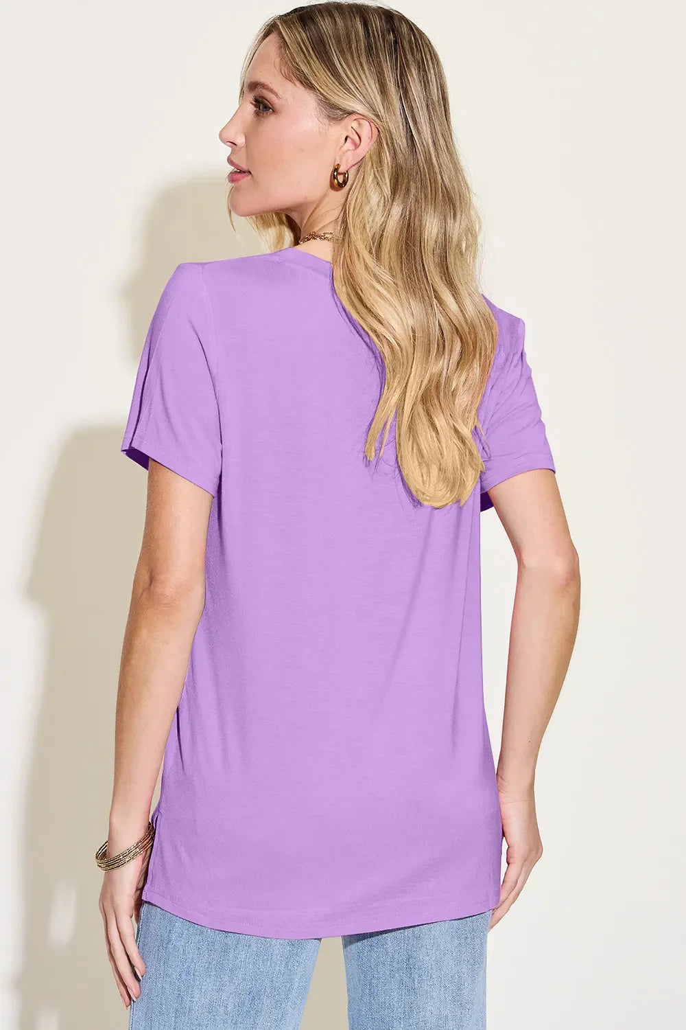 Basic Bae Bamboo Full Size V-Neck High-Low T-Shirt - Southern Shores Clothing
