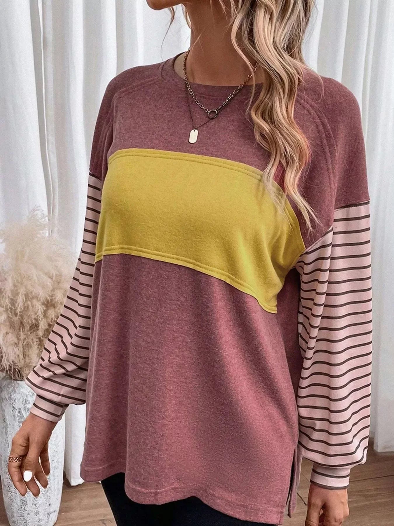 Striped Color Block Long Sleeve T-Shirt - Southern Shores Clothing