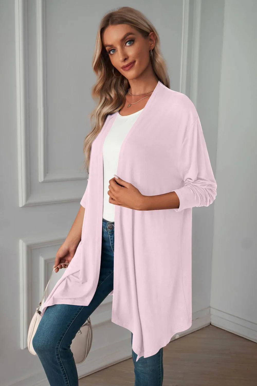 Open Front Long Sleeve Cardigan Solid Knit Casual - Southern Shores Clothing