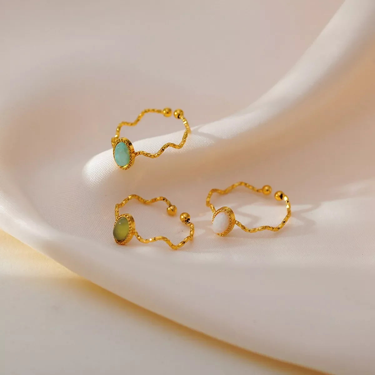 Coastal Wave Open Ring With 18K Gold Plating