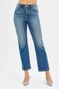 Tummy Control High Rise Crop Straight Denim Jeans - Southern Shores Clothing
