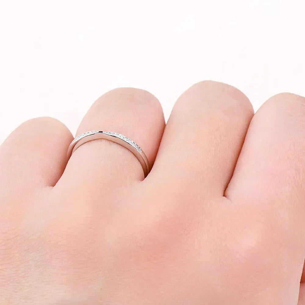 Sterling Silver Inlaid Moissanite Ring With Coastal Shine - Southern Shores Clothing