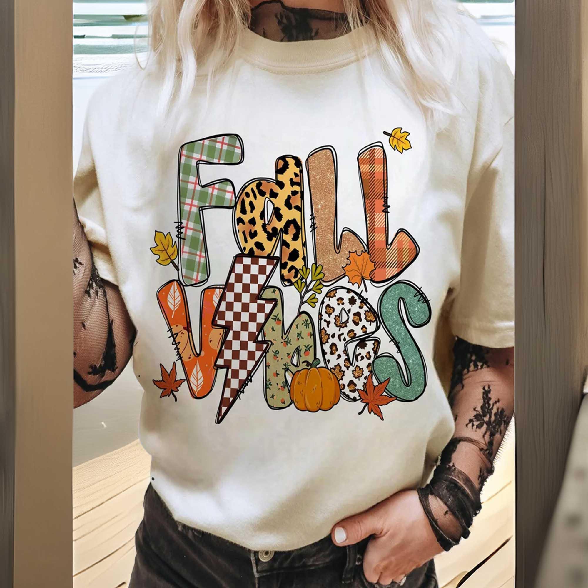 Fall Vibes Casual T Shirt With Slight Stretch Design - Southern Shores Clothing