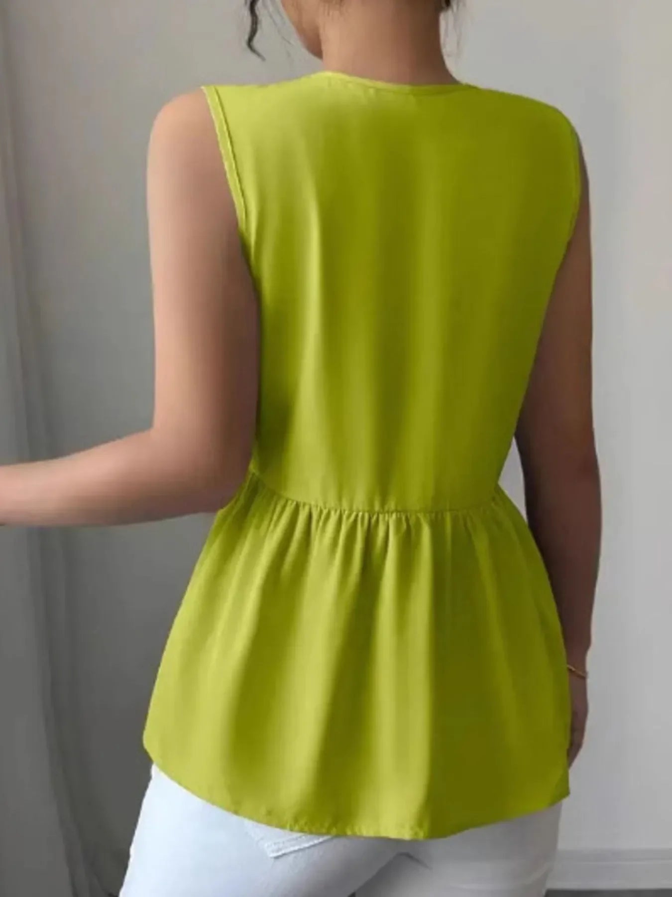 Southern Shores Clothing Tie Front Sleeveless Blouse In 100 Percent Polyester Fabric For Everyday Wear - Southern Shores Clothing