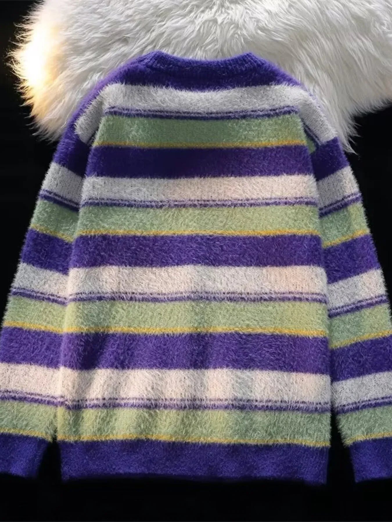Soft Striped Fuzzy Knit Pullover Sweater - Southern Shores Clothing