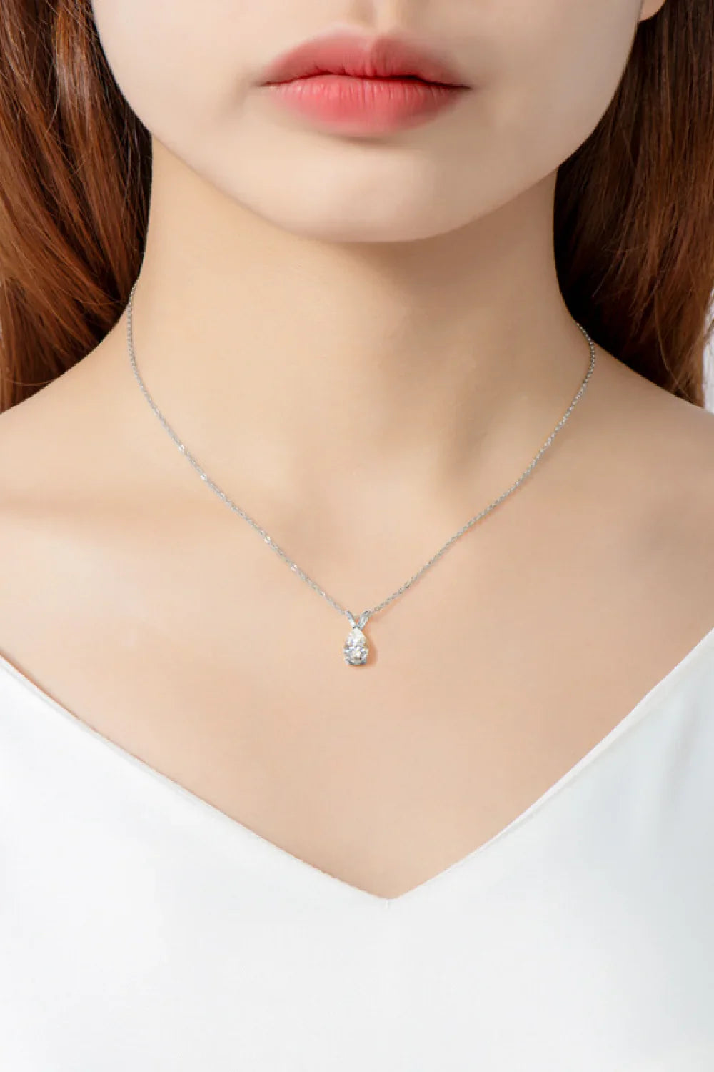 1.5 Carat Moissanite Teardrop Necklace Sterling Silver - Southern Shores Clothing