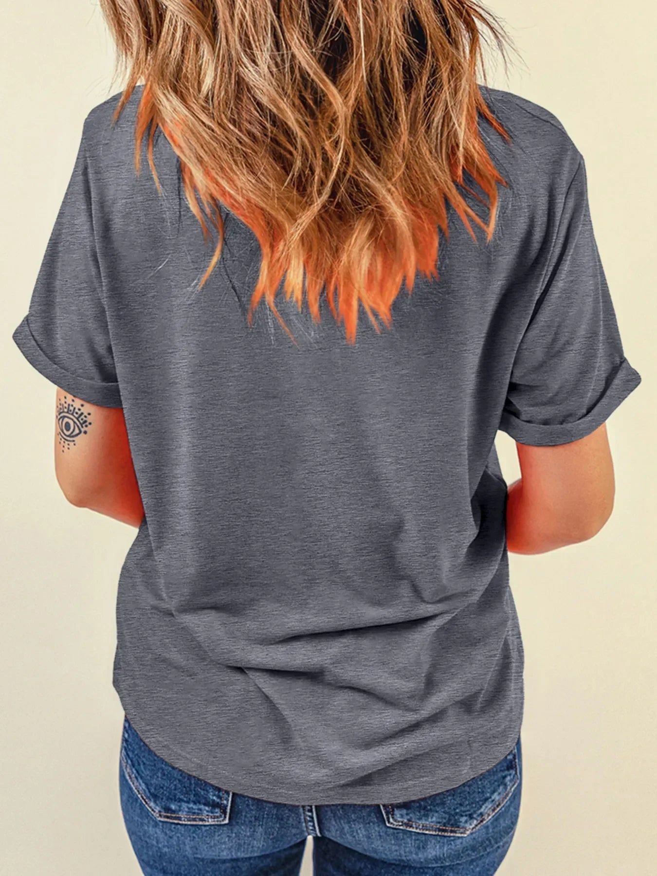 Heart Graphic Round Neck T Shirt Leopard Accent - Southern Shores Clothing