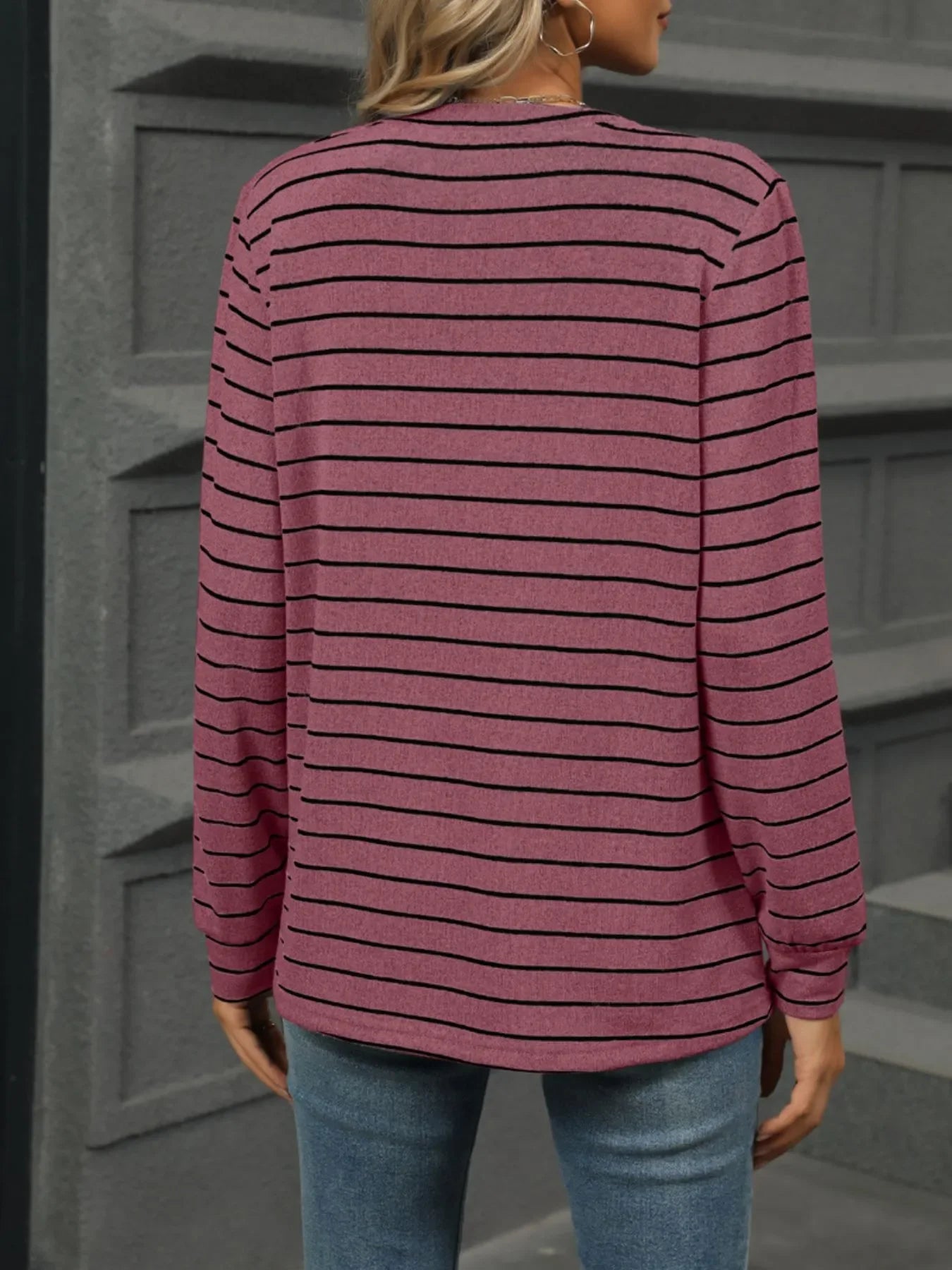 Striped Henley T-Shirt with Button Detail - Southern Shores Clothing