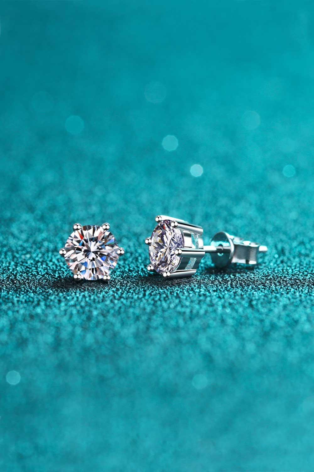 Sterling Silver Moissanite Stud Earrings Everyday Wear