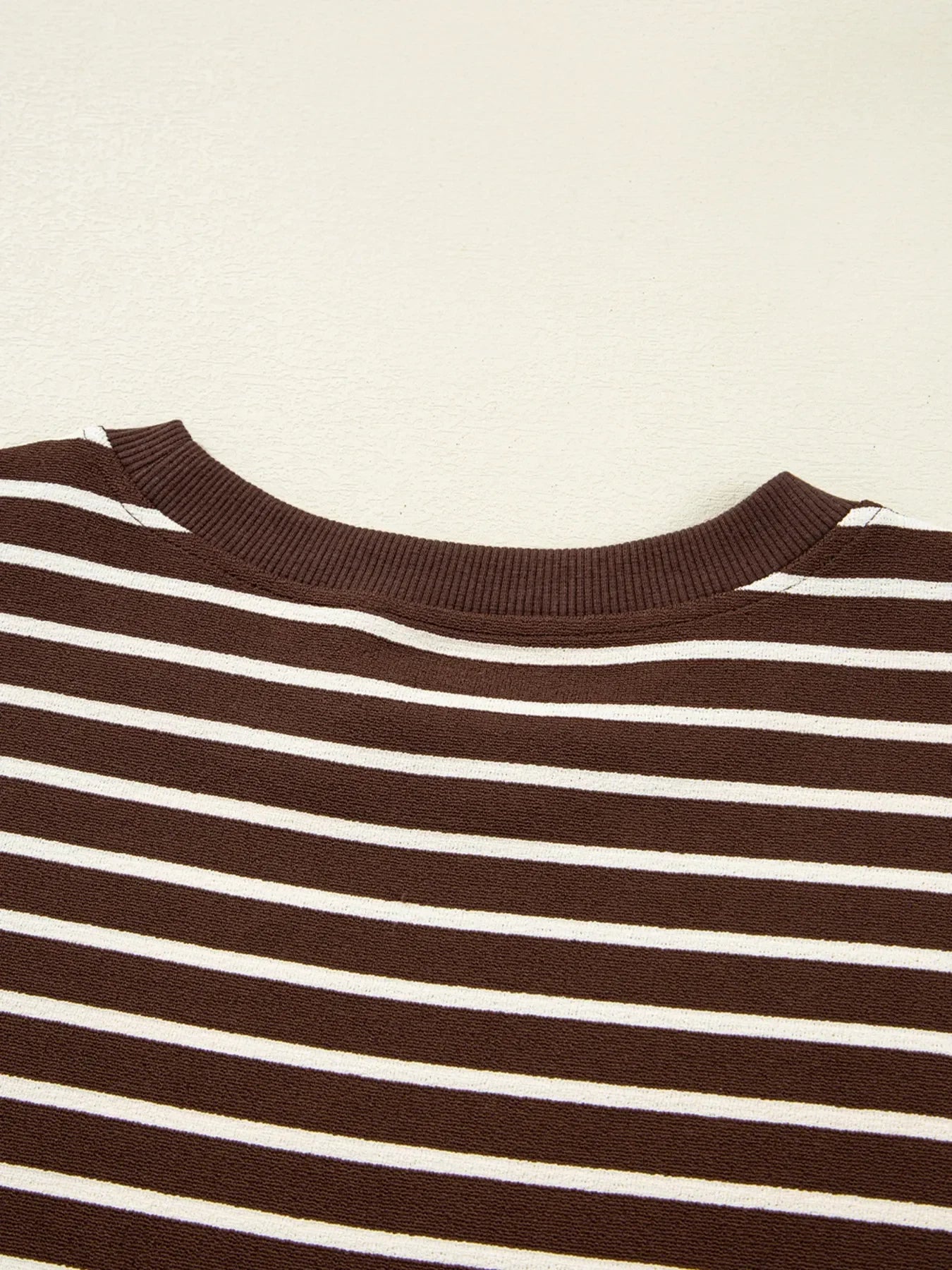 Striped Cropped Crew Neck Long Sleeve T Shirt - Southern Shores Clothing