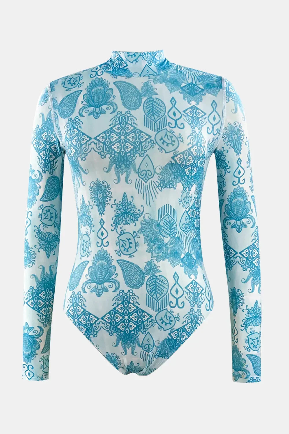 Roman Printed Mock Neck One-Piece Swimwear - Southern Shores Clothing