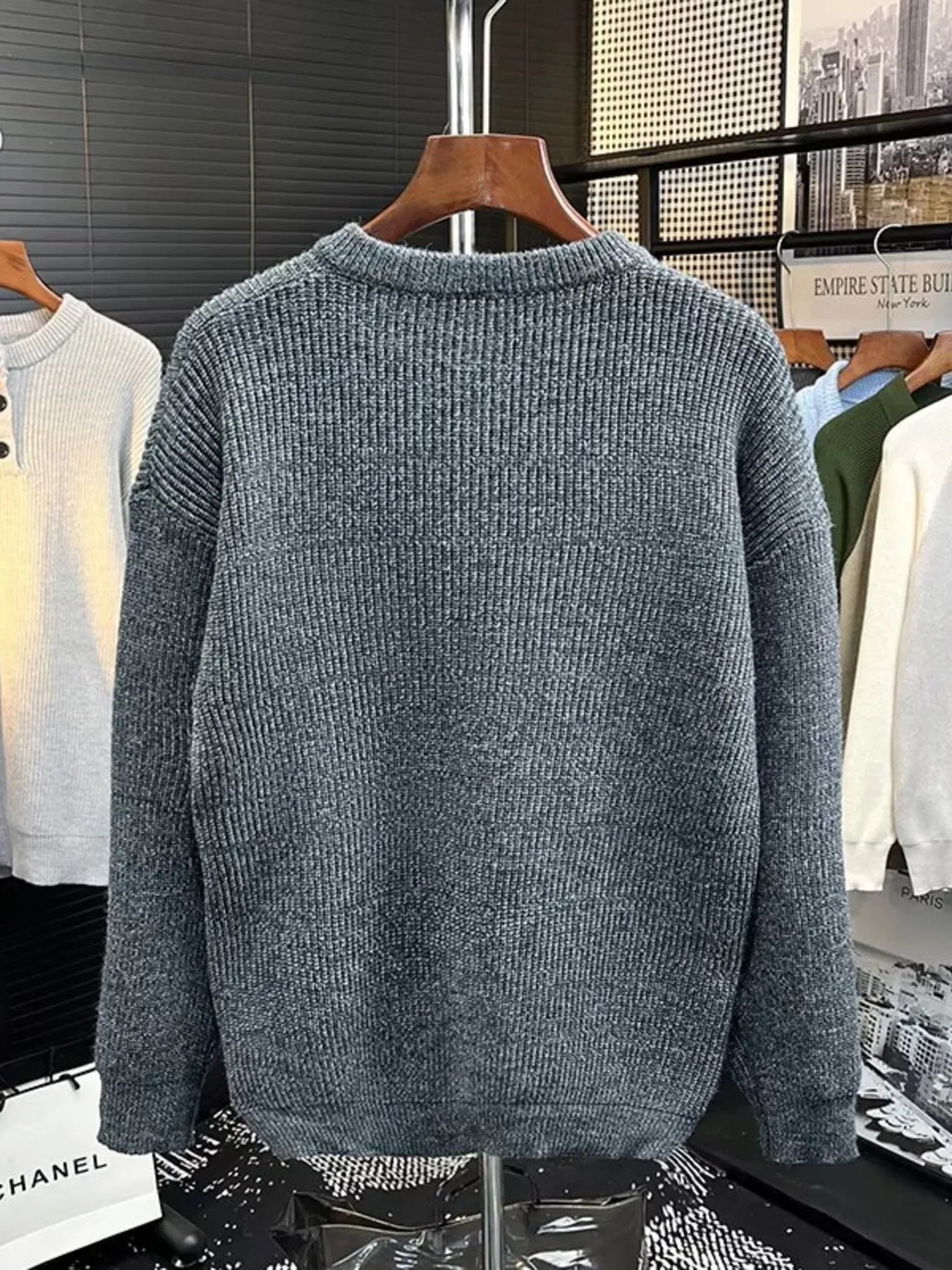 Plus Size Button Detail Relaxed Fit Dropped Shoulder Sweater - Southern Shores Clothing