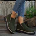 Suede Ankle Boots With Zipper Detail Mid Heel - Southern Shores Clothing