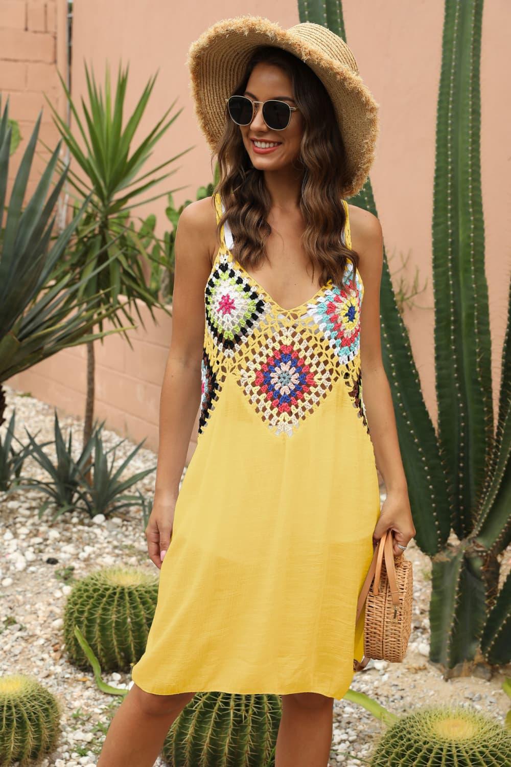 Openwork Sleeveless Embroidery Dress - Southern Shores Clothing