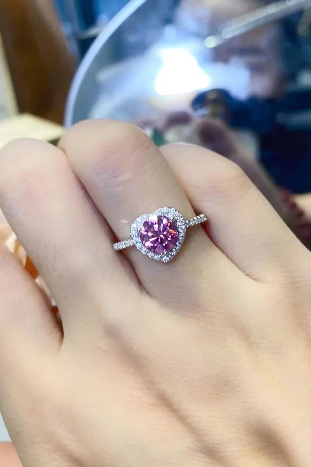 1 Carat Moissanite Heart Ring In Sterling Silver - Southern Shores Clothing