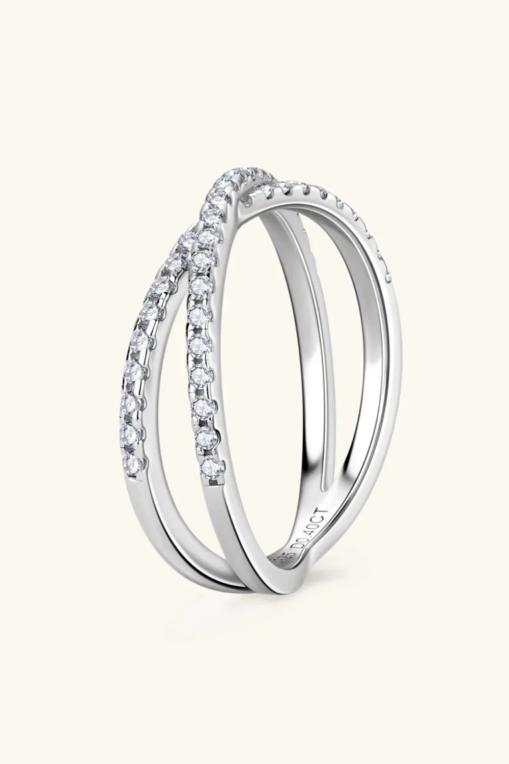 Moissanite Sterling Silver Crisscross Ring - Southern Shores Clothing