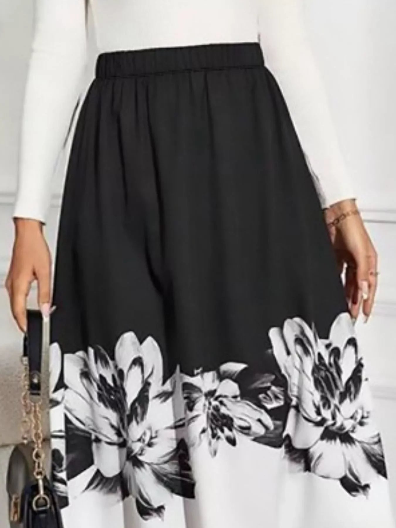 Lightweight Floral Print A Line Midi Skirt - Southern Shores Clothing