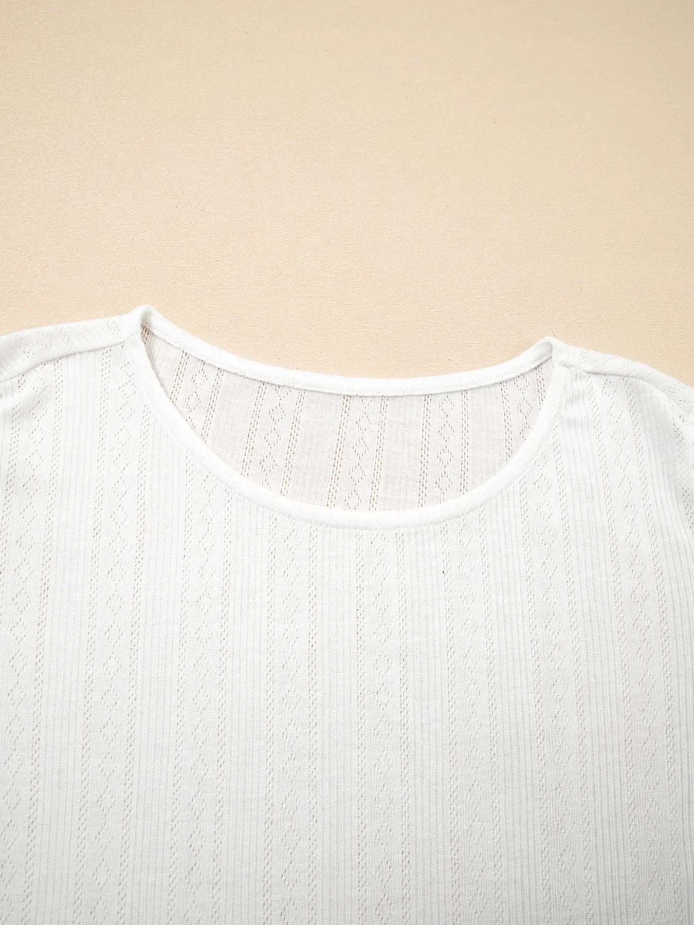 Scalloped Lace Trim Jacquard Textured T Shirt Stretch - Southern Shores Clothing