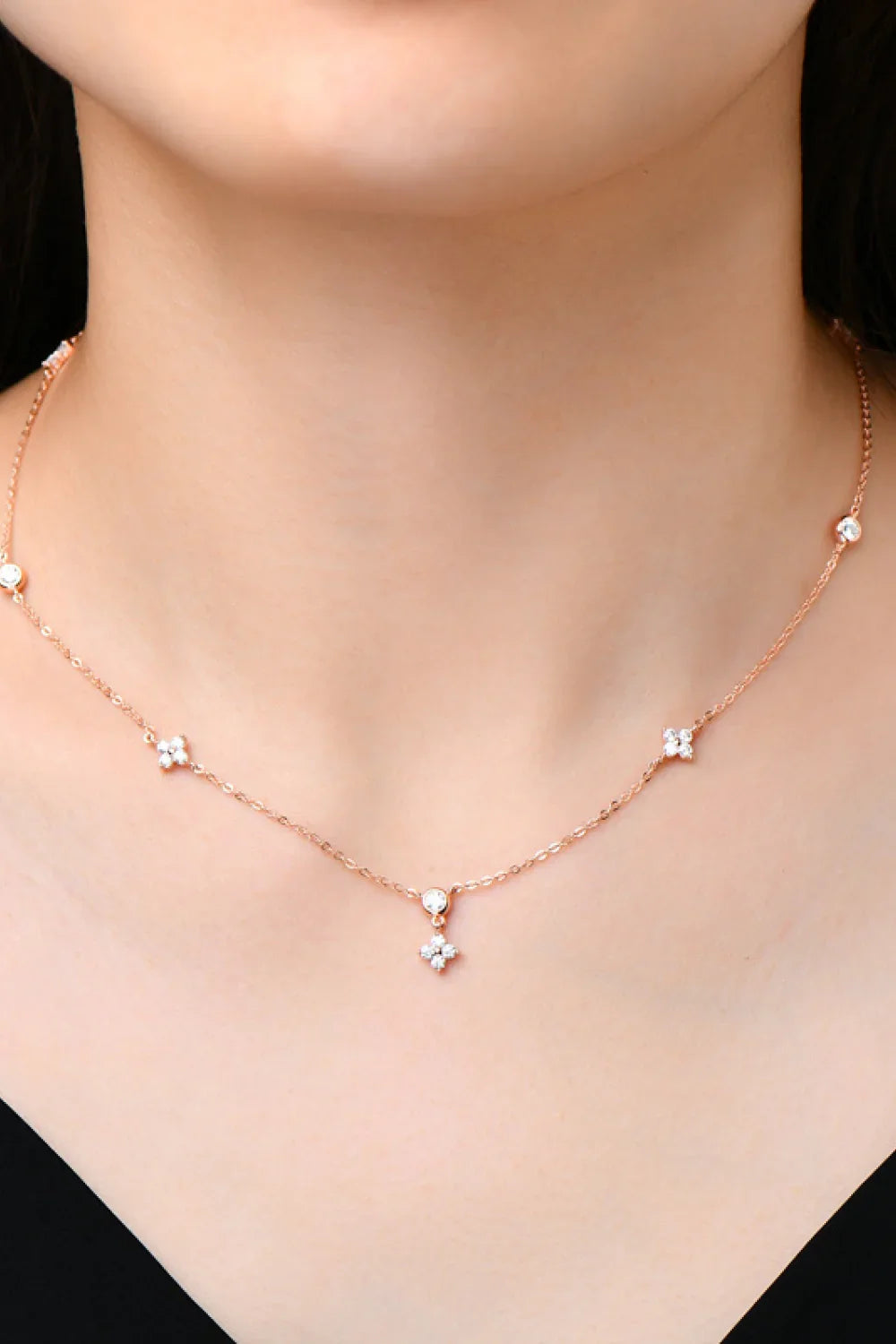 0.9-Carat Moissanite Sterling Silver Necklace 15.7-Inch Chain - Southern Shores Clothing