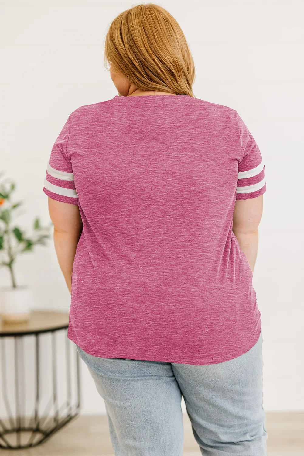 Plus Size Striped V-Neck Short Sleeve T-Shirt - Southern Shores Clothing