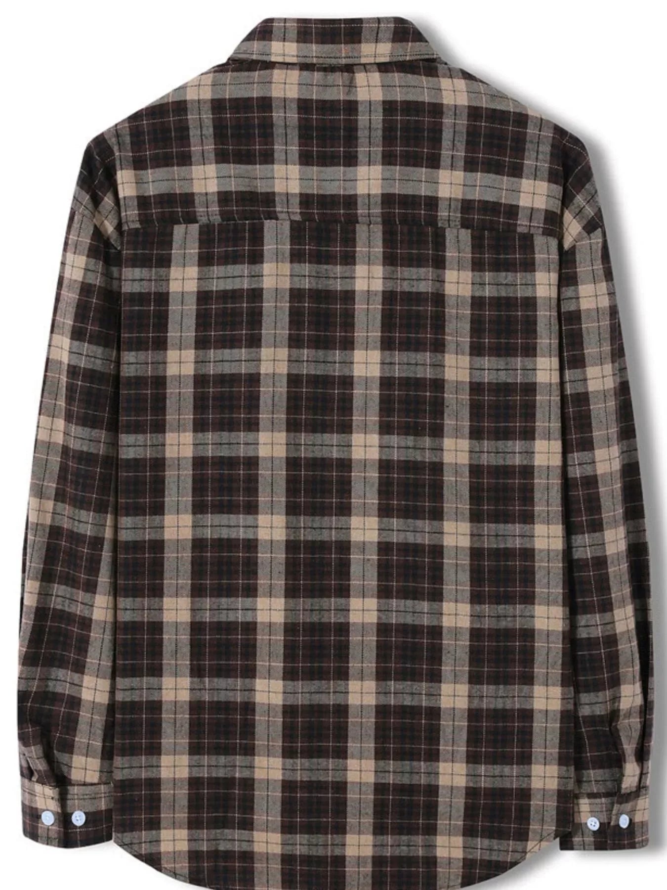 Plus Size Plaid Cotton Blend Button Front Shirt