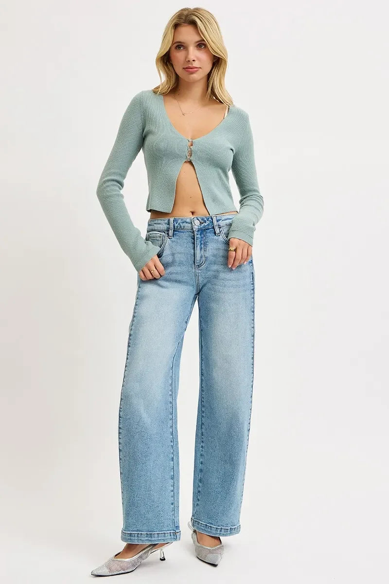 Mid Rise Wide Barrel Transferable Leg Denim Jeans - Southern Shores Clothing