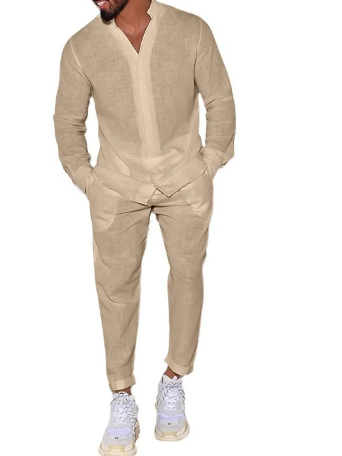 Men's Button Up Long Sleeve Top and Pants Set - Southern Shores Clothing