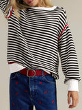 Striped Ribbed Long Sleeve Sweater Coastal Style - Southern Shores Clothing