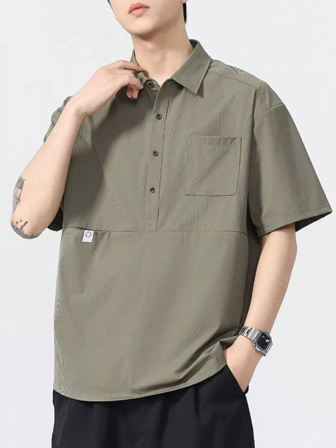 Plus Size Textured Short Sleeve Polo Shirt - Southern Shores Clothing