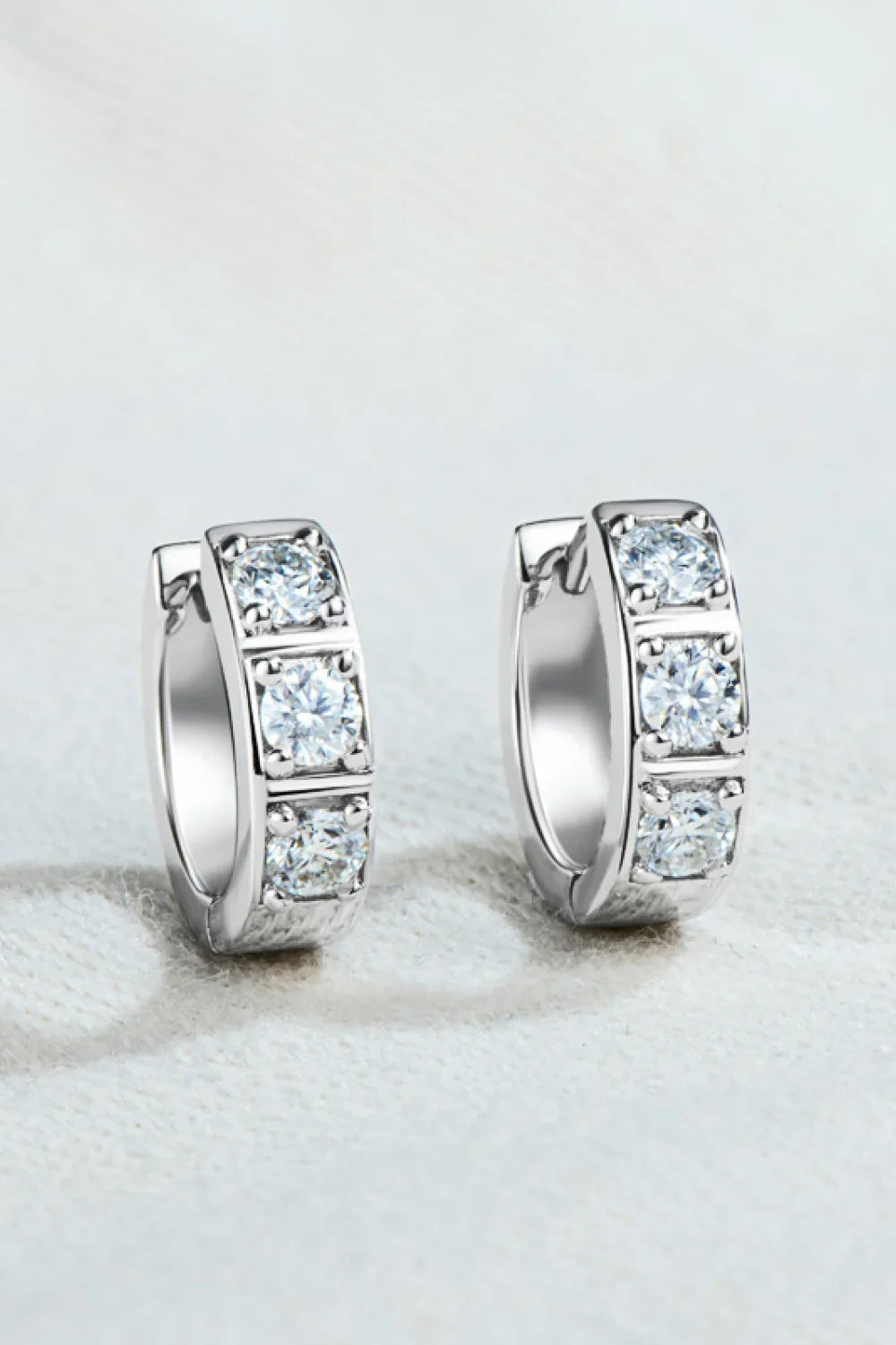 Minimalist Inlaid Moissanite Huggie Earrings - Southern Shores Clothing